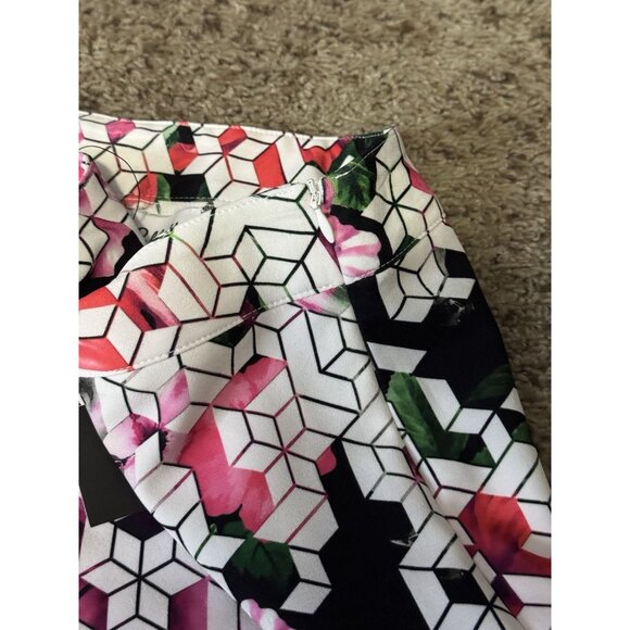 NWT JOSEPH RIBKOFF Floral Geometric Pull On Ankle Pants Artsy Career Sz 8 29x26 - Picture 4 of 8